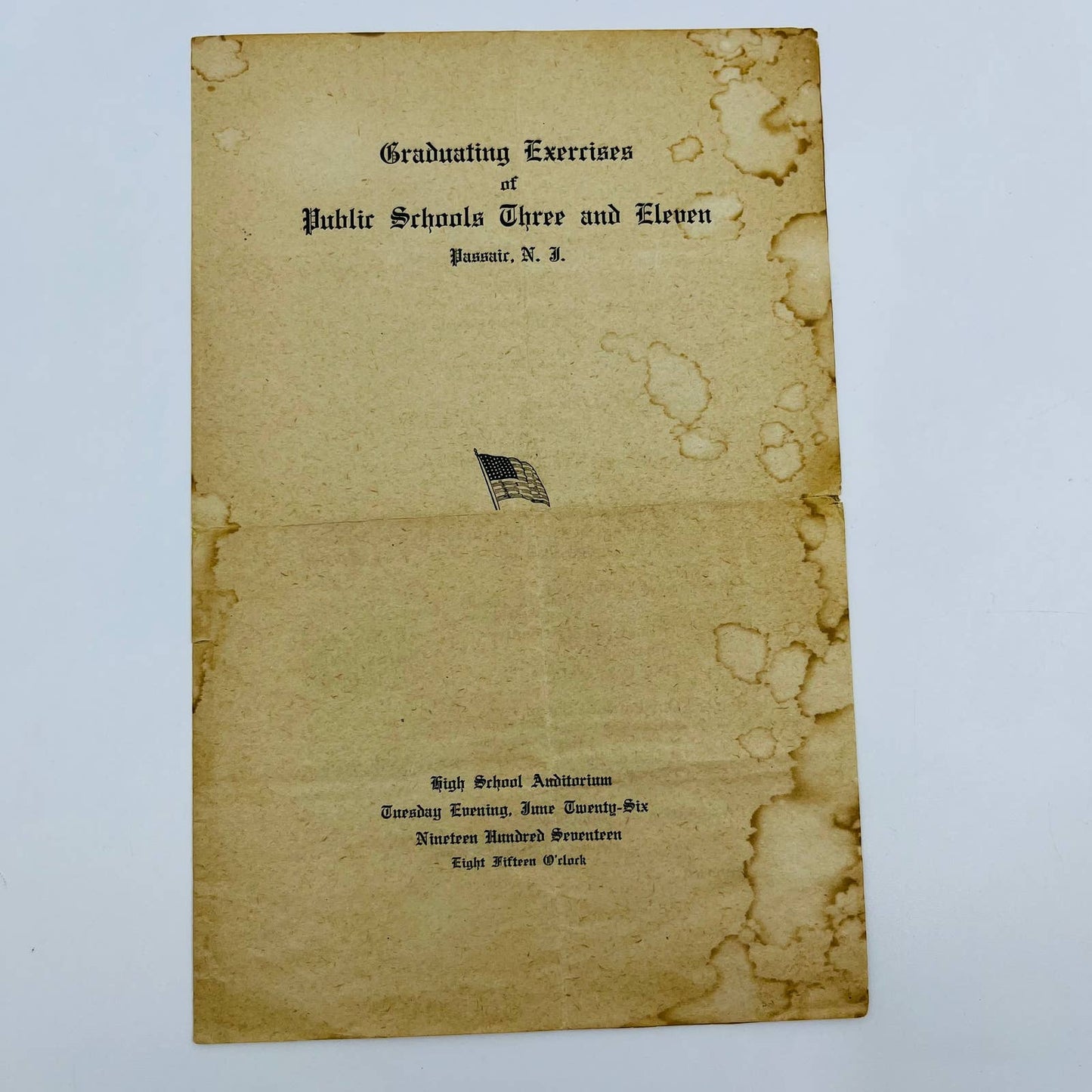 1917 Passaic Public Schools 3 & 11 Graduation Commencement Program NJ D6