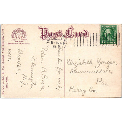 1916 Postcard West Main Street Cor. Pleasant - Norwalk OH TD8-O2