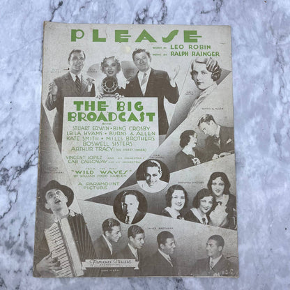 Please "The Big Broadcast" Bing Crosby Burns & Allen Sheet Music TH1