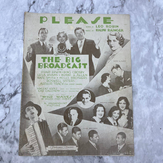 Please "The Big Broadcast" Bing Crosby Burns & Allen Sheet Music V42-2