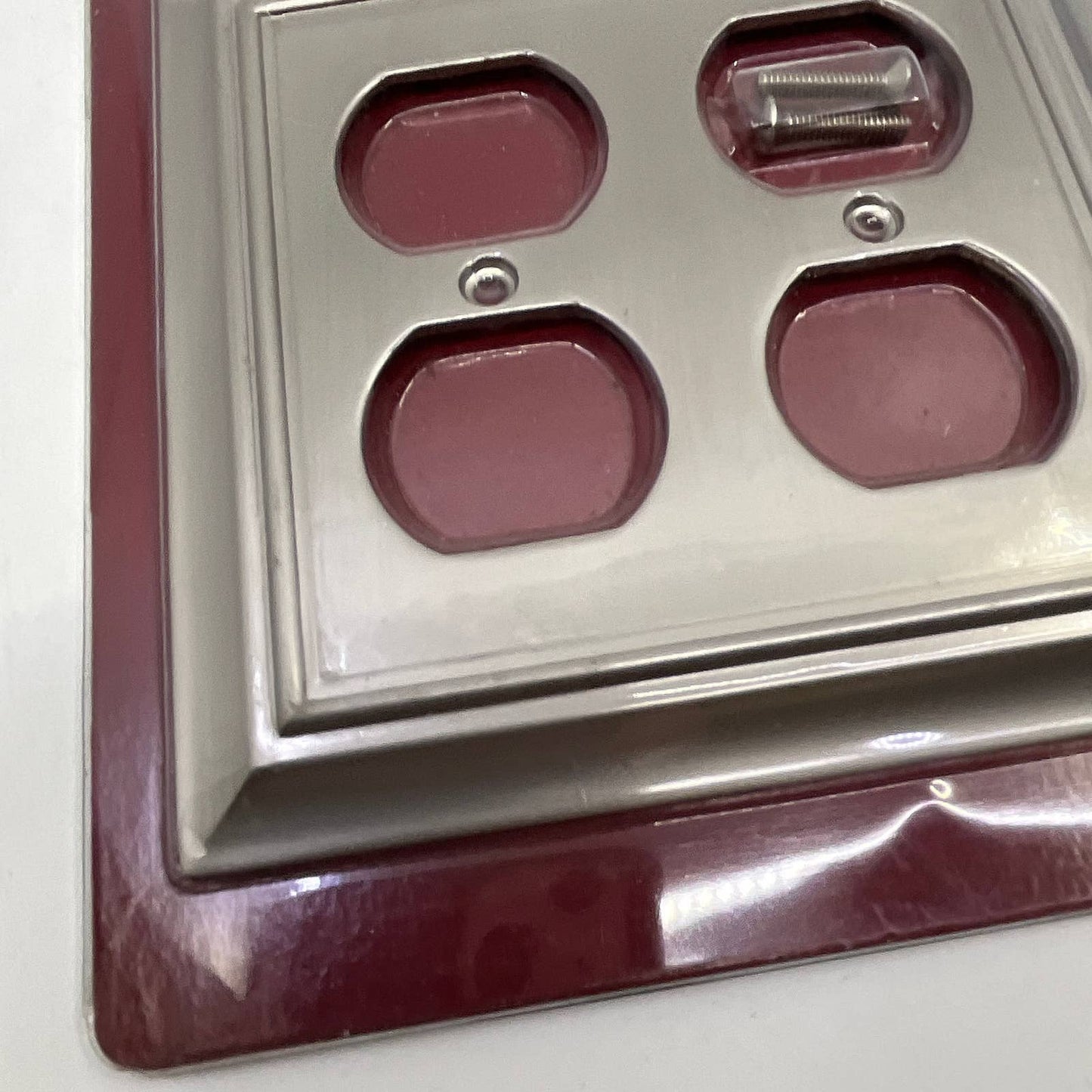 Brushed Satin Nickel Double Outlet Cover Wall Plate TI4