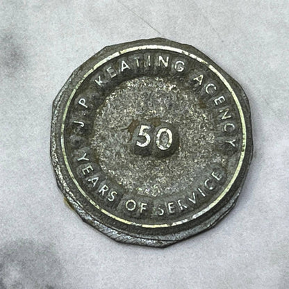 Vintage Letterpress Printers Block Plate J.P. Keating Agency 50 Years SE821