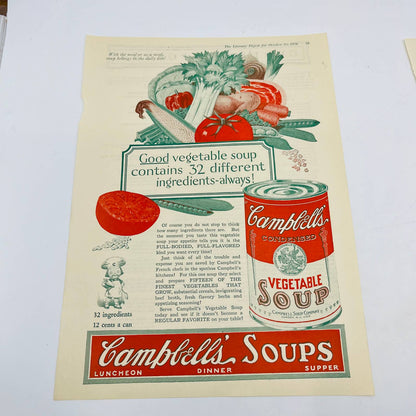 1925 Lot of 5 Campbells Soup Advertisements 8x12” C12-1