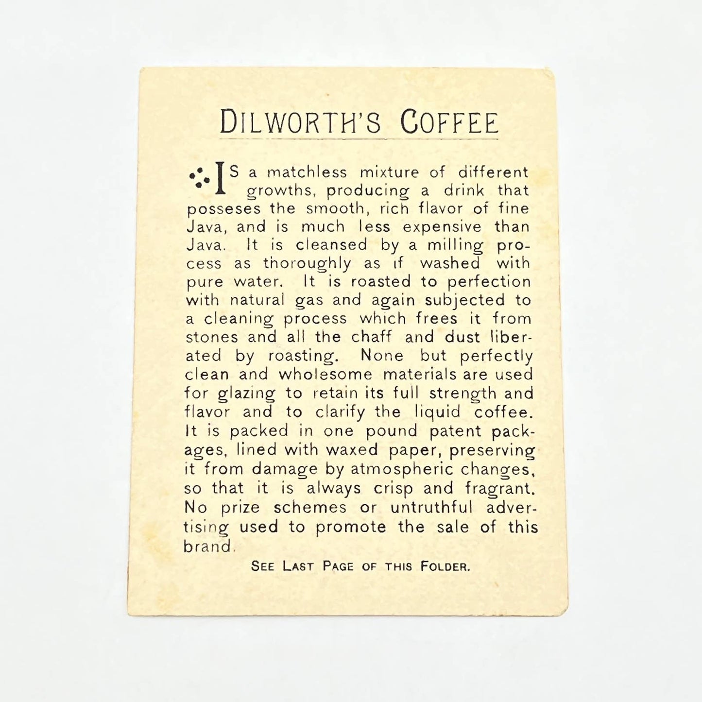 Original 1880s Victorian Trade Card Dilworth’s Coffee Robins Birds AB6