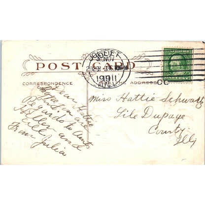 Thanksgiving Family Prayer at Dinner Table 1911 Original Postcard TK1-22