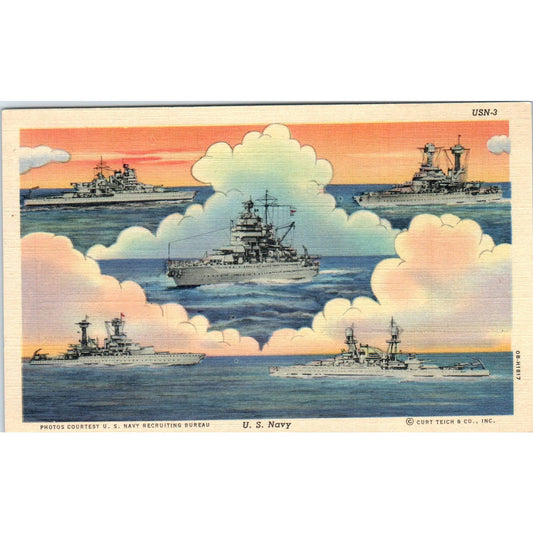 WWII United States Navy Recruiting Bureau - Original Postcard TJ7-RP1