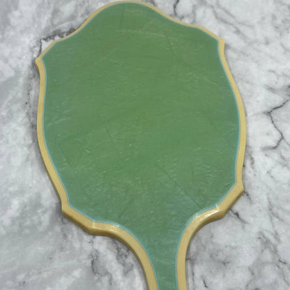 Vintage Jade Green Bakelite Celluloid Pereline 13" Vanity Hand Mirror TE4