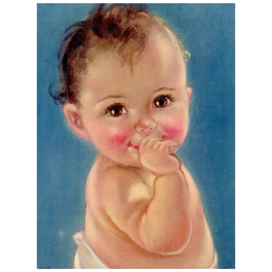 1950s Print EMBOSSED Charlotte Becker - Baby and Thumb ~7.5x10" AC9