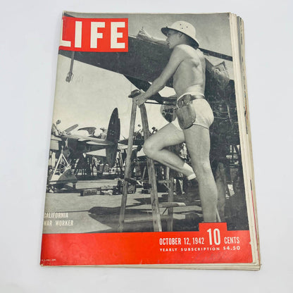 Life Magazine WWII California War Worker USS Navy Gandhi Hitler Oct 12 1942 TD9