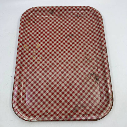 Vintage Set of 4 MCM Plaid Toleware Tin Litho Trays 10.5 x 13.5” TI5-3