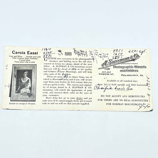 1920s Blotter A. Sussman & Co. Photographic Mounts & Folders Philadelphia AB8