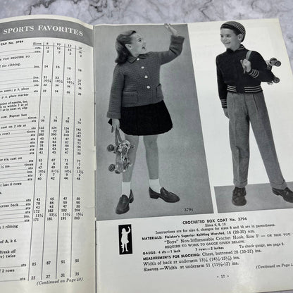 1956 Vintage Fleisher's Hand Knits for Boys and Girls 6 to 14 Pattern Book TJ3