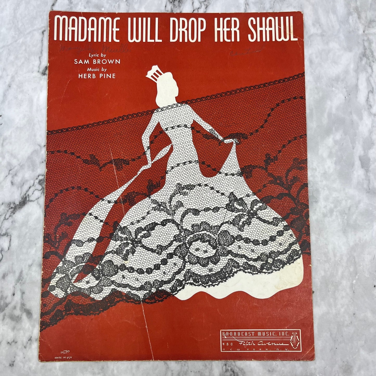 Vintage Sheet Music - Madame Will Drop Her Shawl Sam Brown Herb Pine V39-4