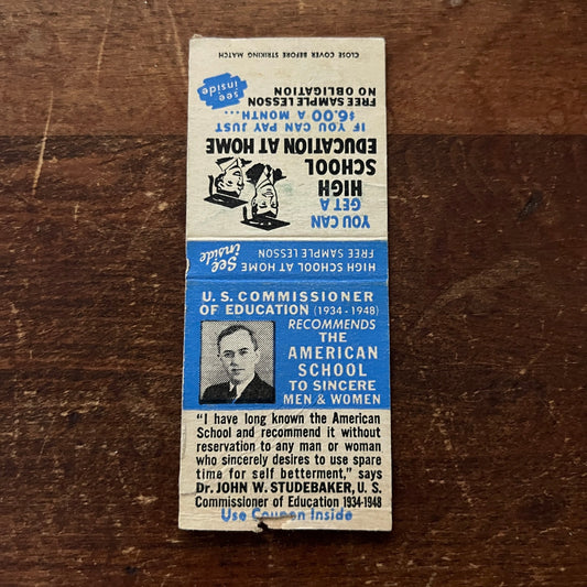 Get a High School Education at Home Advertising Matchbook Cover MM11-5