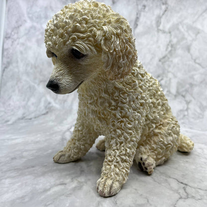 Vintage Li'l Poodle Pup White Figurine Cast Resin by the Danbury Mint 7x8 TJ1