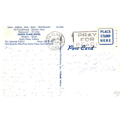 Santa Claus Motel Santa Claus Indiana 1962 - Postcard TJ8-1