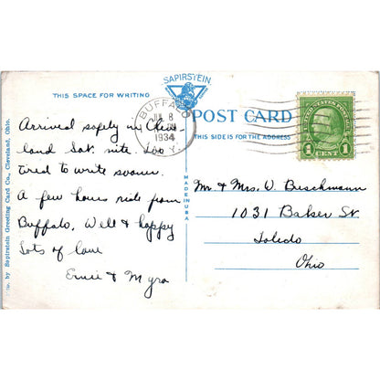 Vintage Postcard East 9th Street Pier Skyline at Night Cleveland OH TD8-O2