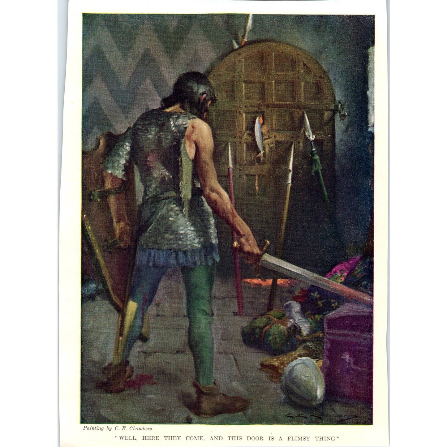 c1920 Harper's Print - Well Here They Come and This Door Is A Flimsy Thing SF3-1