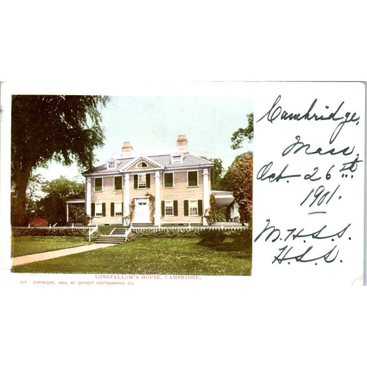 Longfellow's House Cambridge MA 1901 Original Postcard TK1-P1