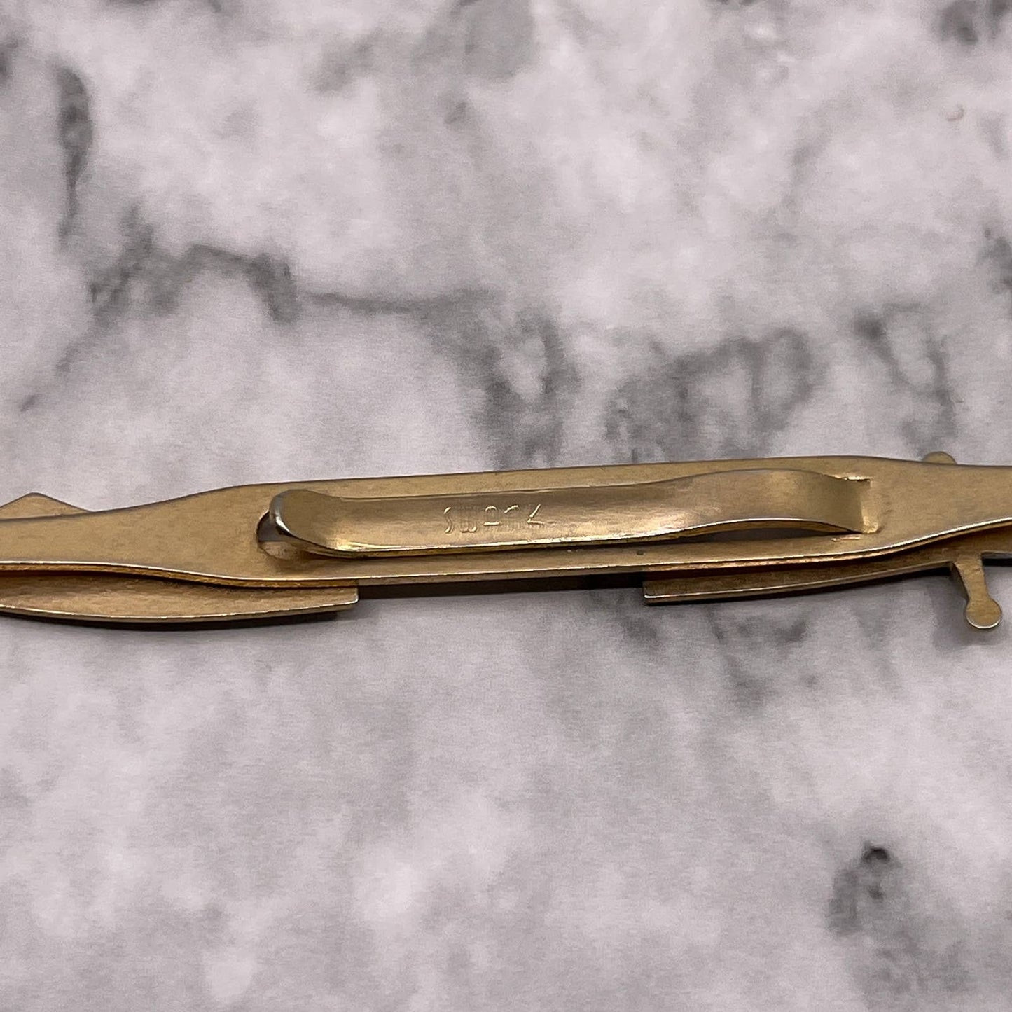 Swank Gold Tone Pommel Scimitar Sword Cutlass Rapier Tie Clip Bar Clasp SA2