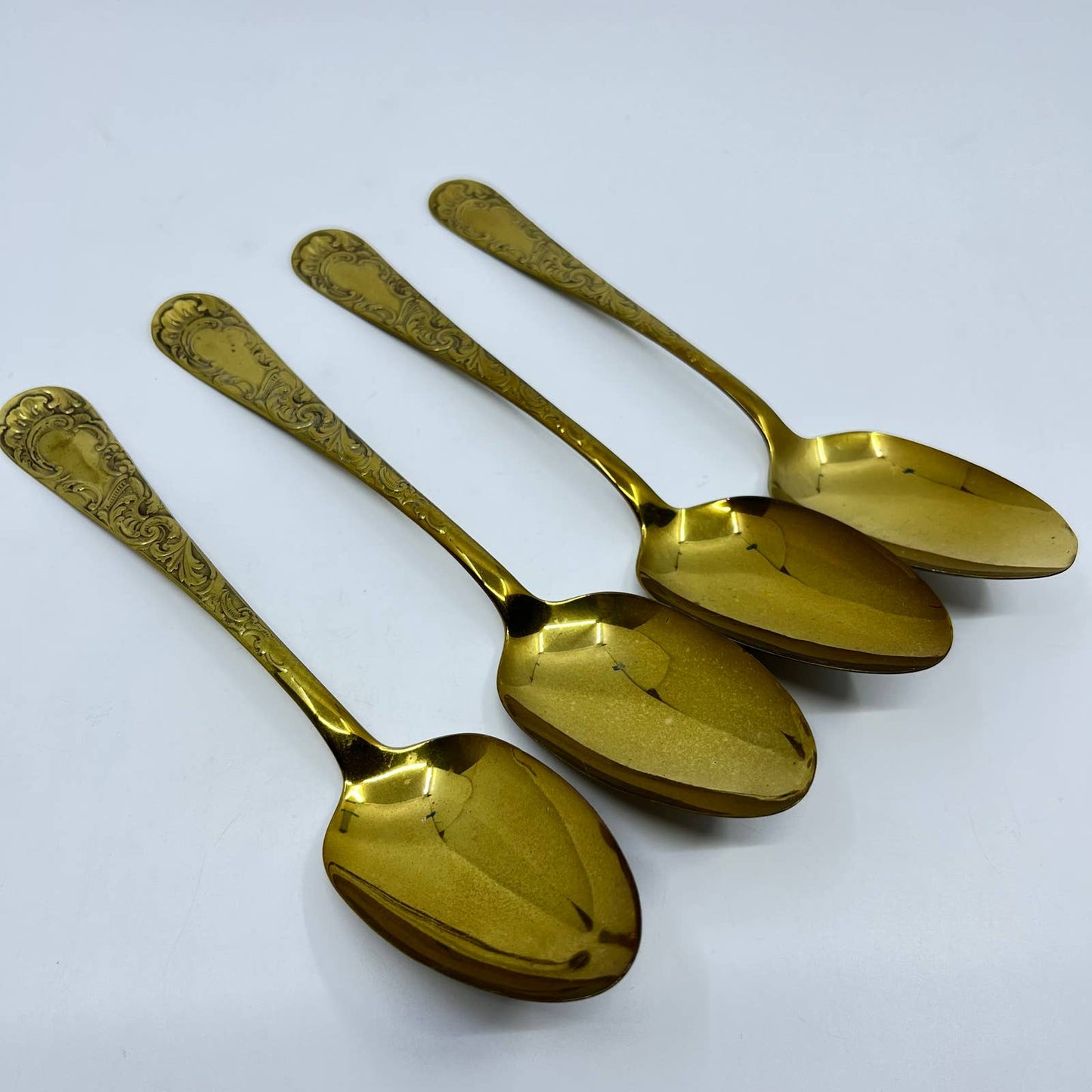 Art Nouveau Gold Tone Dinner Soup Spoon Set of 4 The Sterling Co. SC3