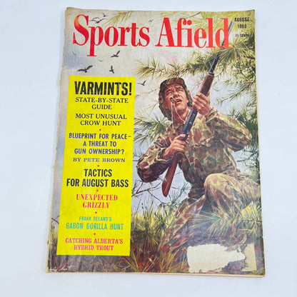 1963 Aug Sports Afield Magazine Varmint Guide Coyote Gabon Gorilla Hunt TE8