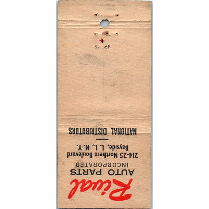 Rival Auto Parts Bayside Long Island NY Advertising Matchbook Cover SA1-M10