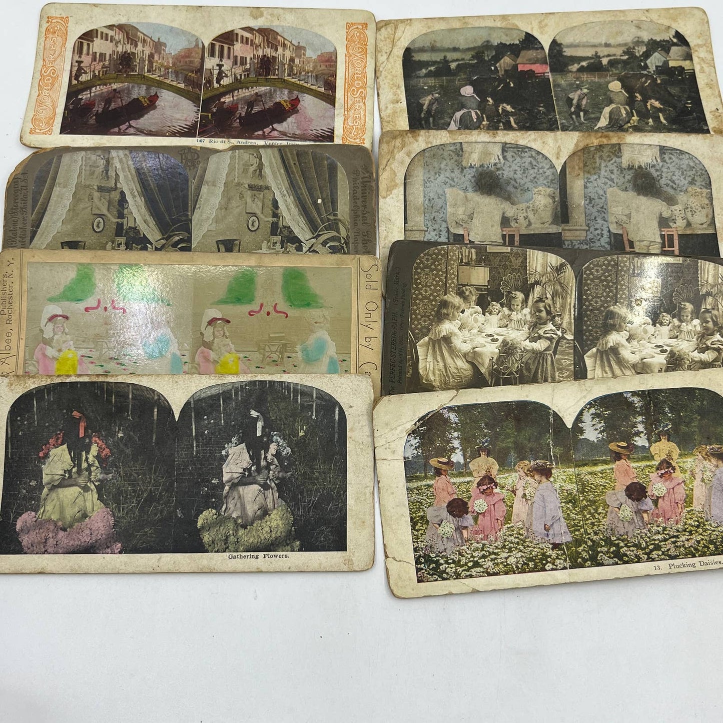 c1900 Lot of 10 Stereo View Cards Featuring VICTORIAN CHILDREN TA9