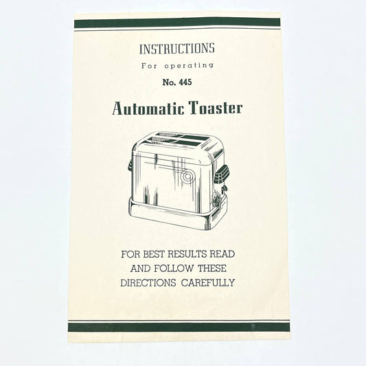 Superior Electric Products Automatic Toaster 445 Instructions Cape Girardeau AC1