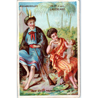 1880s Victorian Trade Card French Aux Neuf Provinces L'Heure SE8