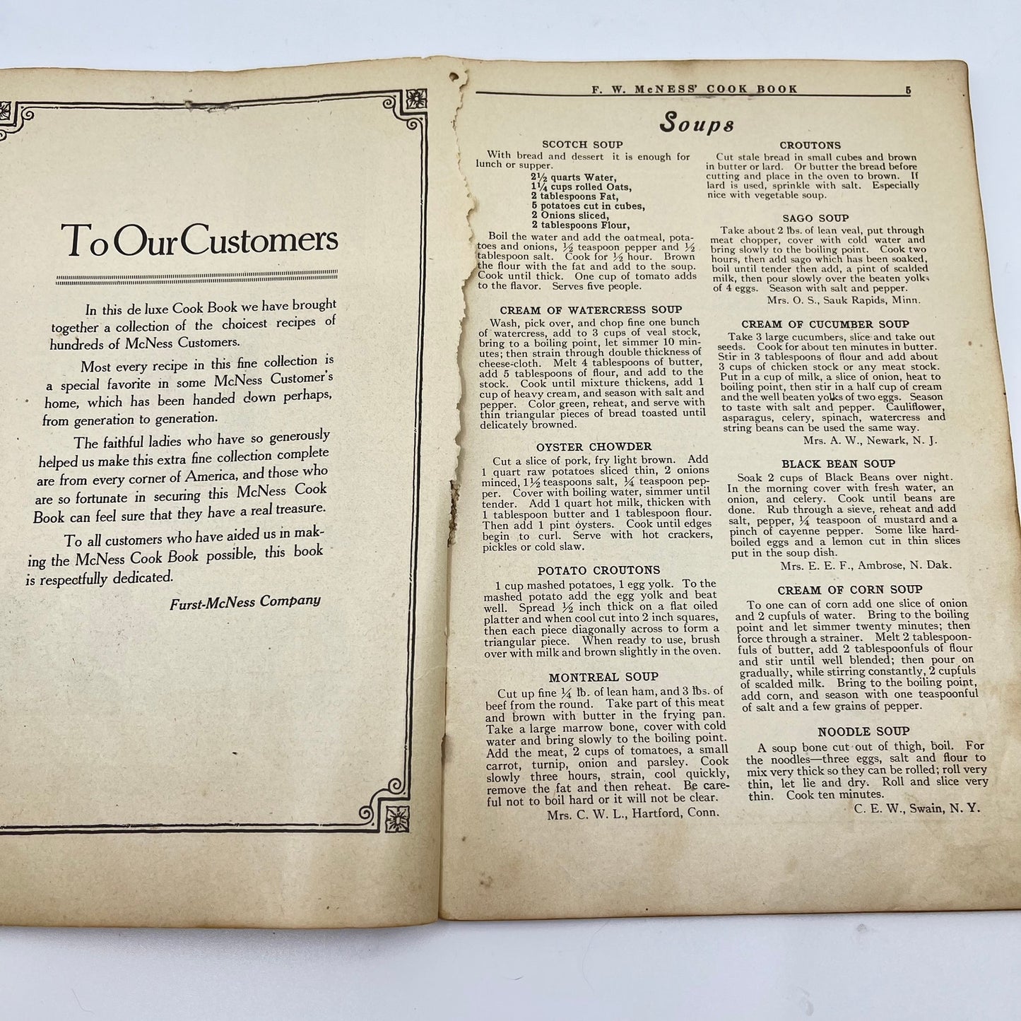 c1910 FW McNess Cookbook Quack Medicine Freeport Illinois L1-4