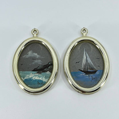 VTG Miniature Original Nautical Painting Set of 2 SD2
