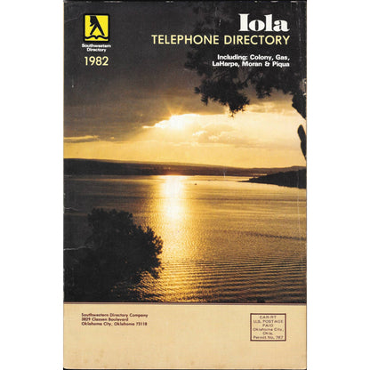 1982 lola Kansas TELEPHONE DIRECTORY - Colony, Gas, LaHarpe, Moran & Piquat TJ7