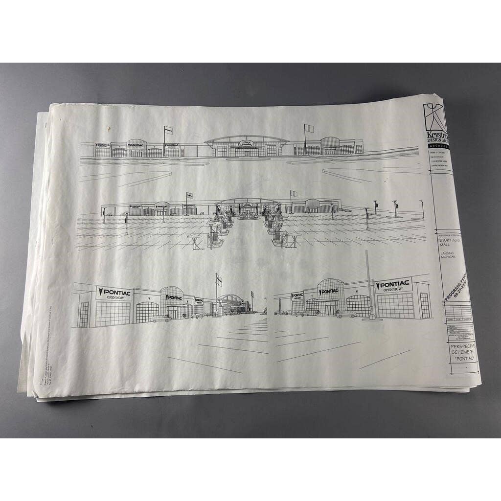 Vintage Set of Plans Blueprints for the Story Auto Mall in Lansing Michigan  RU1