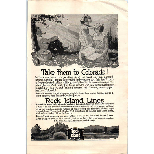 Rock Island Lines Colorado Travel Railroad - 1921 Original Ad TJ7-L