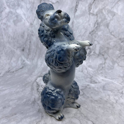 Vintage MCM Blue Gray Poodle Hand Painted Porcelain Figurine 9" TJ1