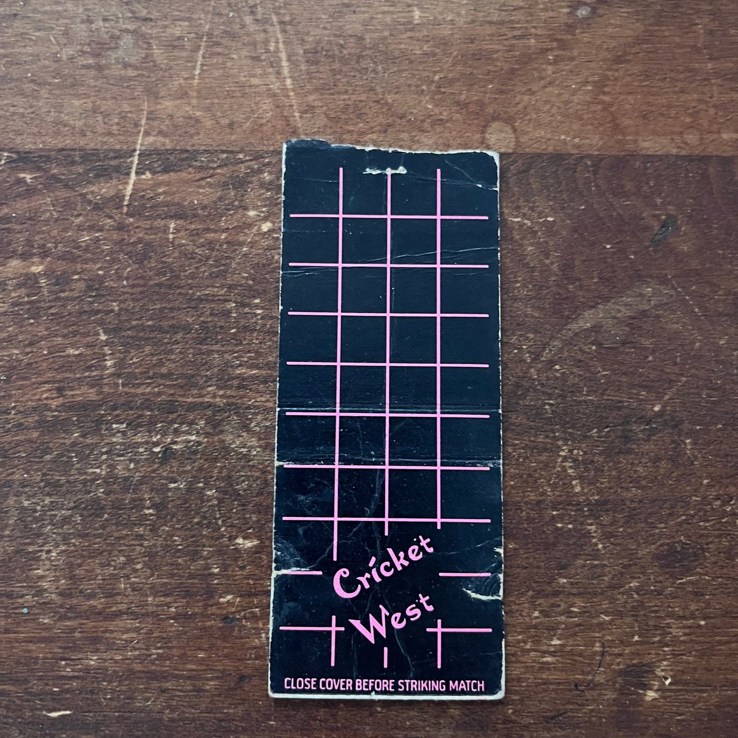 Cricket West Advertising Matchbook Cover SB3-M6
