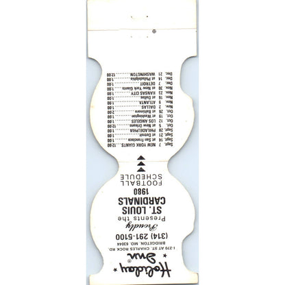 1980 St. Louis Cardinals NFL Helmet Football Schedule Matchbook Cover SA1-M4