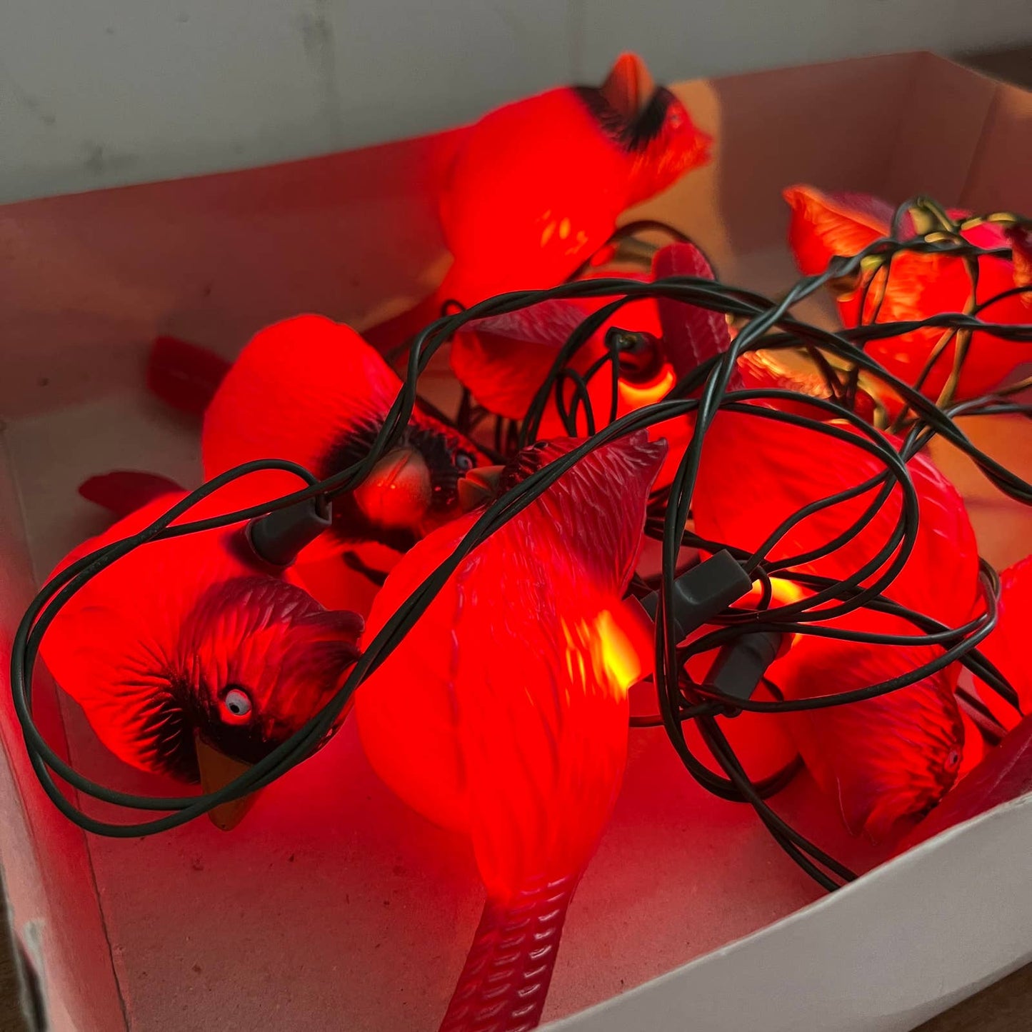 Vintage Santa’s World 10 CARDINAL Christmas Lights String in Box WORKING TA9