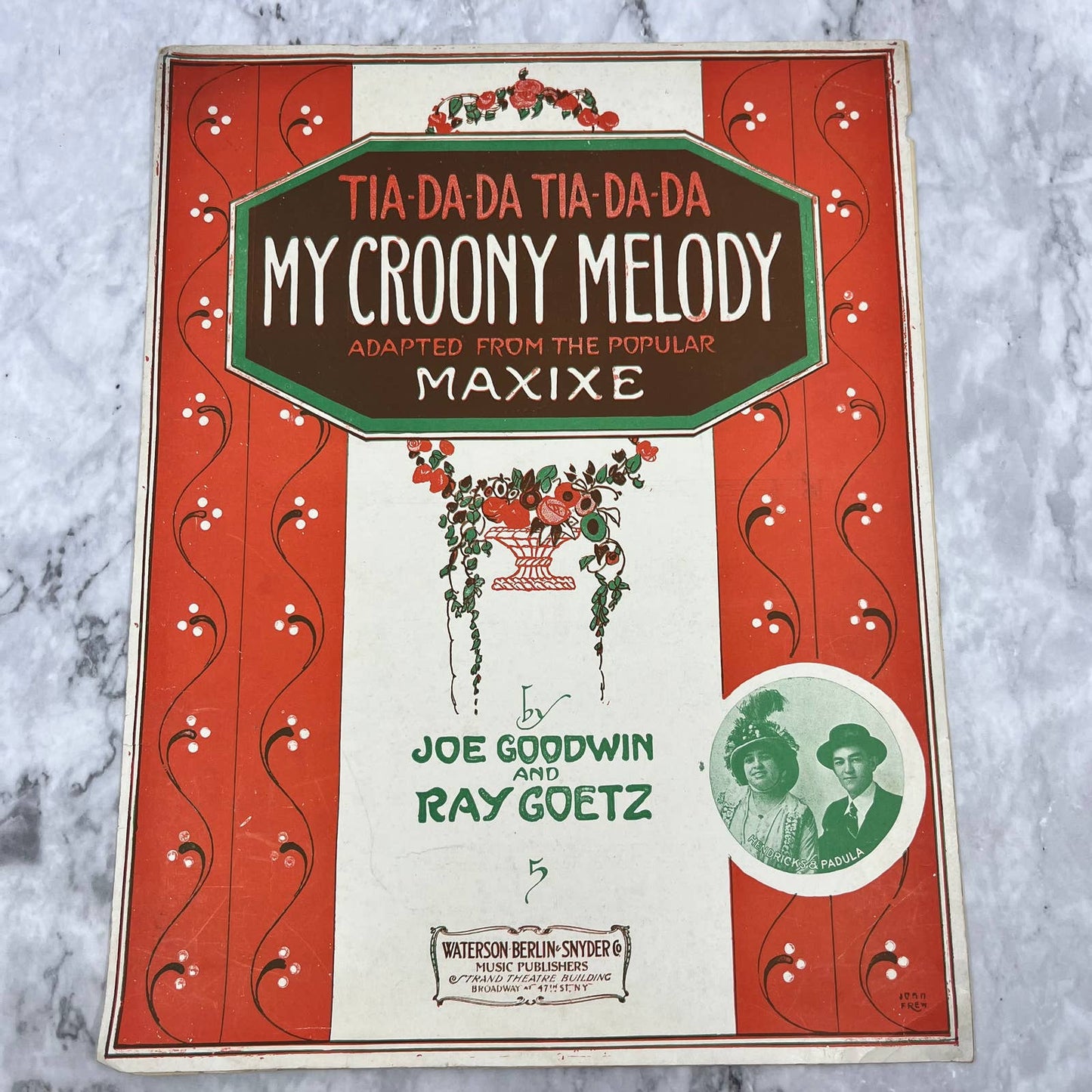 1914 Sheet Music My Croony Melody Tia-Da-Da Joe Goodwin Ray Goetz Maxie TJ4
