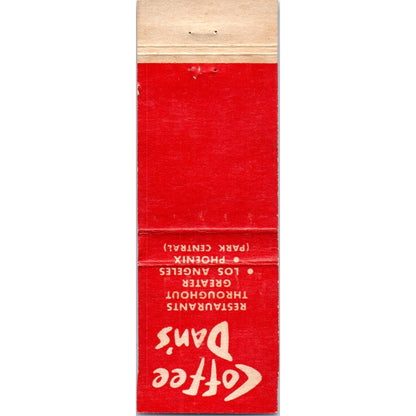 Coffee Dan's Restaurants Los Angeles Phoenix Advertising Matchbook Cover MM9-9