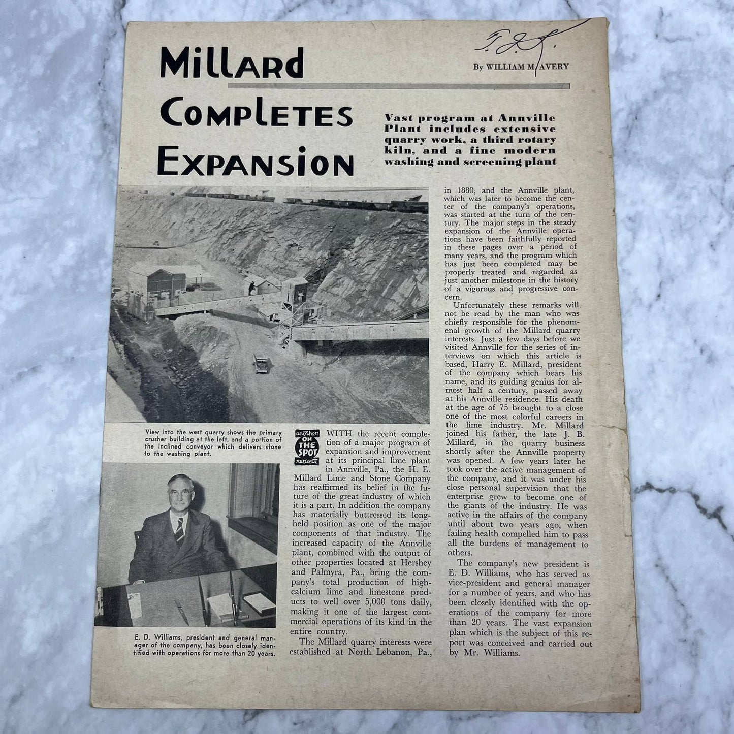 1950 H.E. Millard Lime and Stone Company Newsletter Expansion Complete TI6
