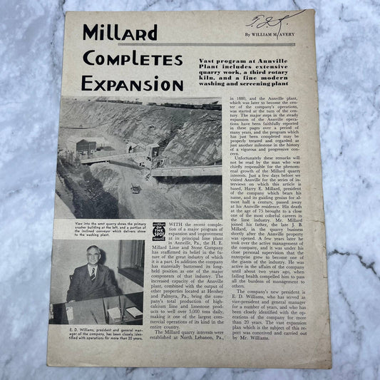 1950 H.E. Millard Lime and Stone Company Newsletter Expansion Complete TI6