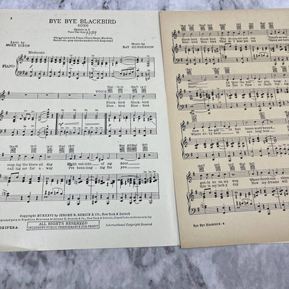 Bye Bye Blackbird, Al Short, Lyrics by Mort Dixon, 1926 Vintage Sheet Music TH5