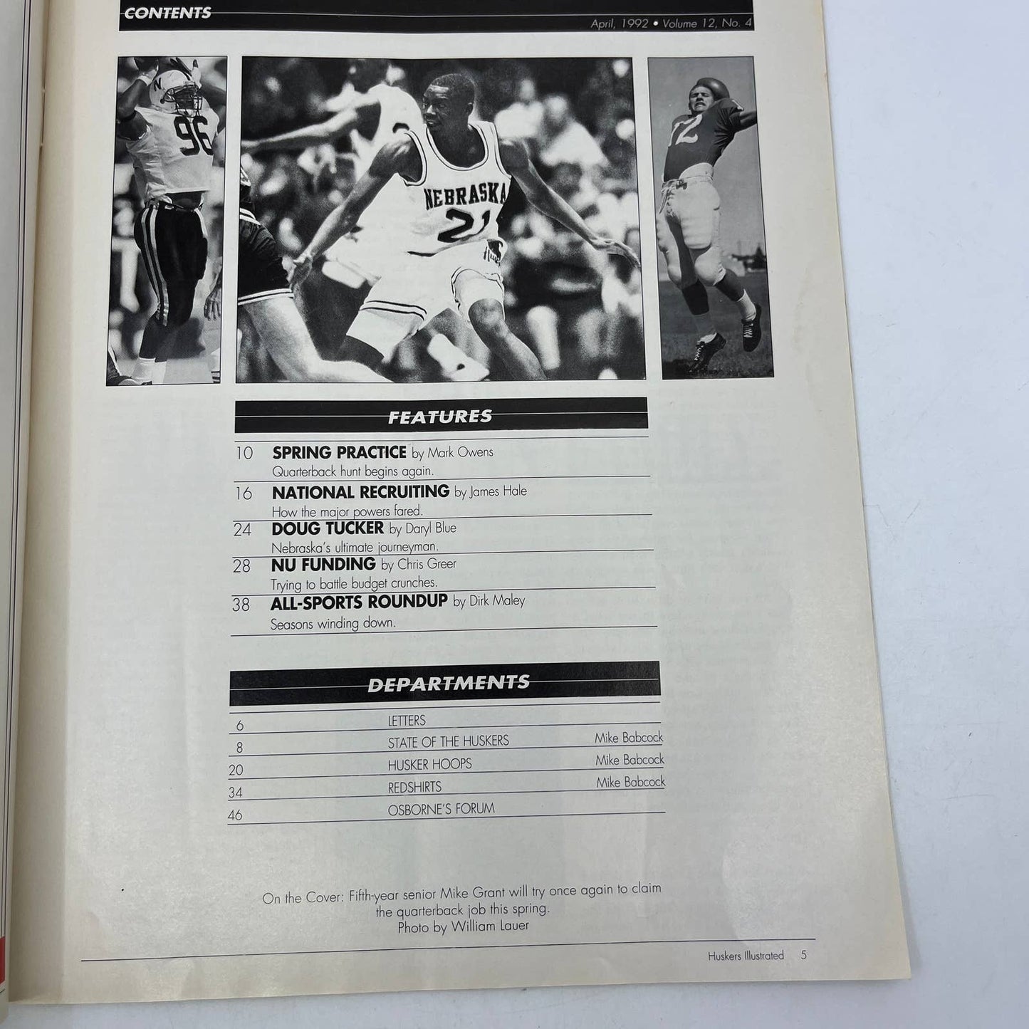 1992 Apr - Nebraska Huskers Illustrated Magazine - Mike Grant TH7