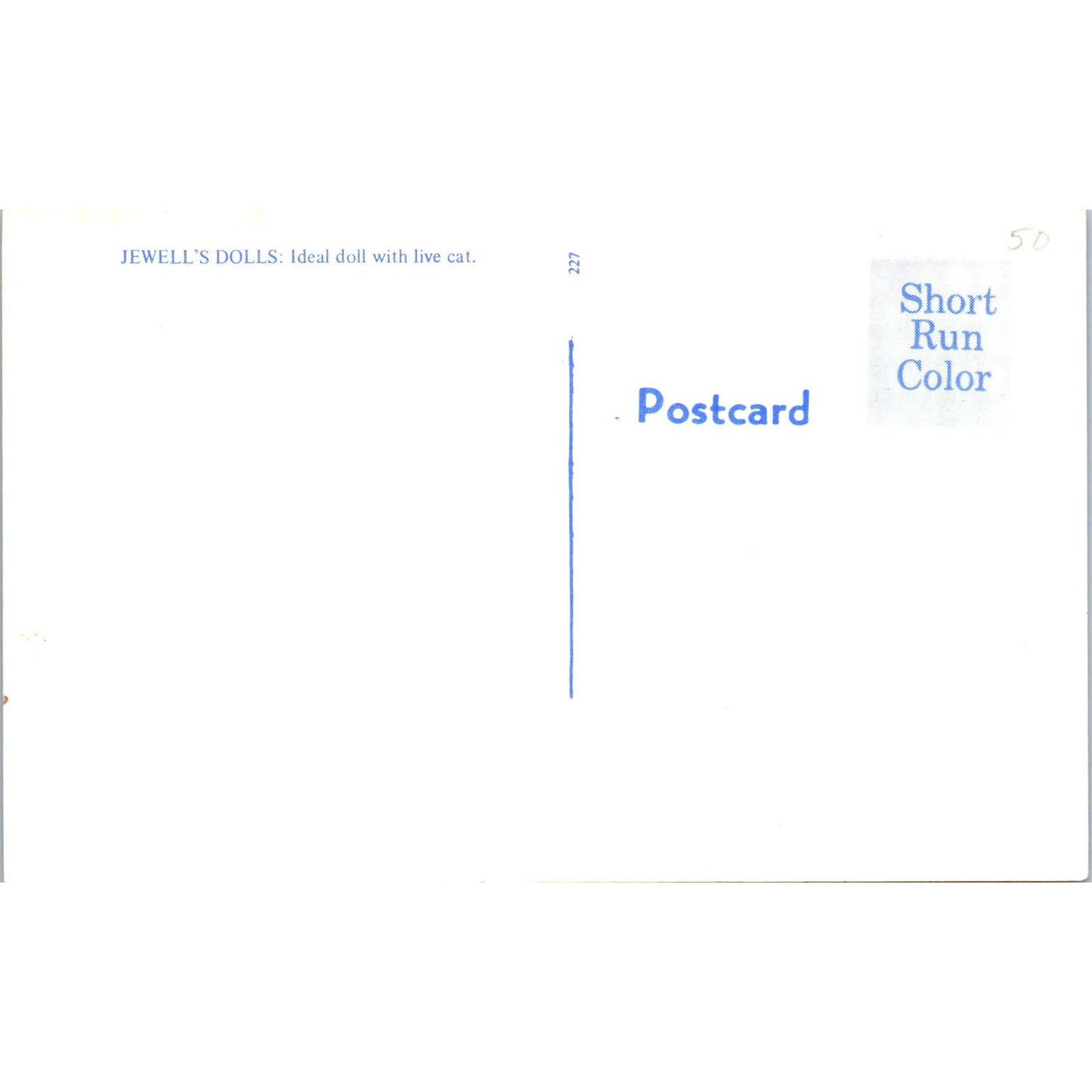 Jewell's Dolls - Ideal Doll With Live Cat Original Postcard PB9