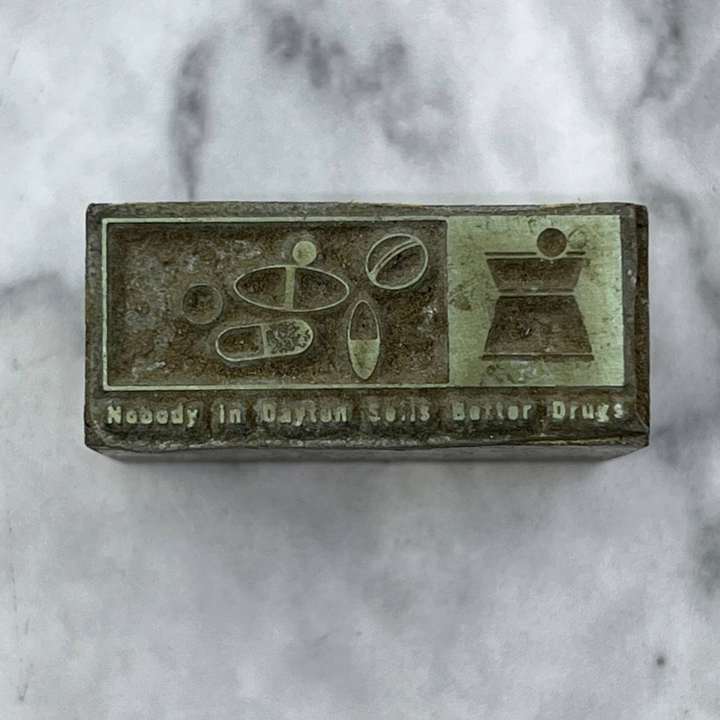Vintage Printers Block Plate Dayton OH Pharmaceuticals Drug Store TJ513