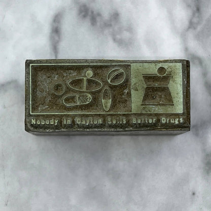 Vintage Printers Block Plate Dayton OH Pharmaceuticals Drug Store TJ513