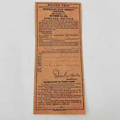 1926 Lot of Pennsylvania State Fireman’s Association Tickets & Documents D3