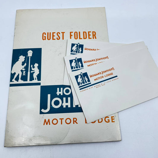 1950s Howard Johnson’s Motor Lodge Guest Folder & Envelopes St. Louis MO TE3